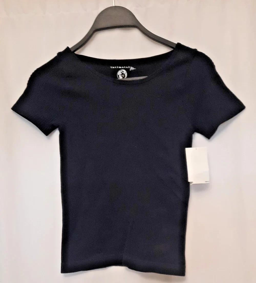 intimately free people XS Black Ribbed Tee NWT thickish feel